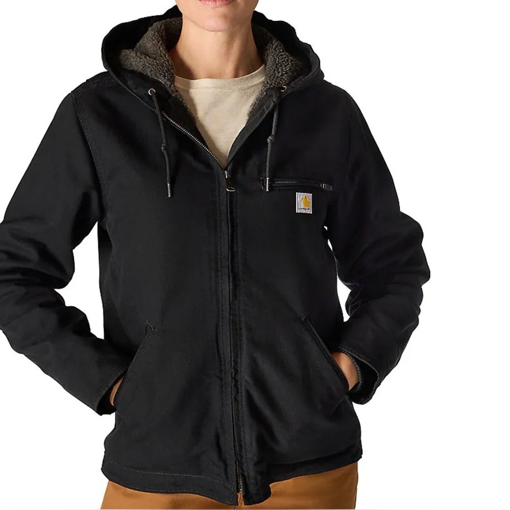 CARHARTT Women’s Washed Duck Sherpa Lined Hooded Jacket OJ4392-W NWT!
